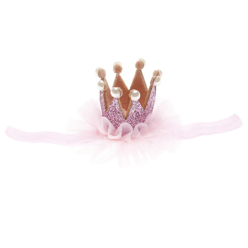 

6pcs/lot 6 colors Newborn Mini Felt Crown With Elastic Headband For Girls Hair Accessories Handmade Luxe Baby Headbands Headwear