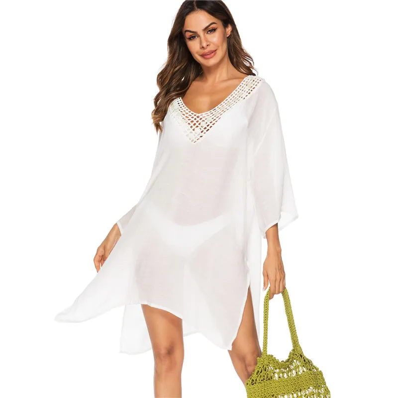 

Summer Sexy Skew Collar Women Shirts Chiffon Blouses Female White Elegant Clothing Beach Blouse