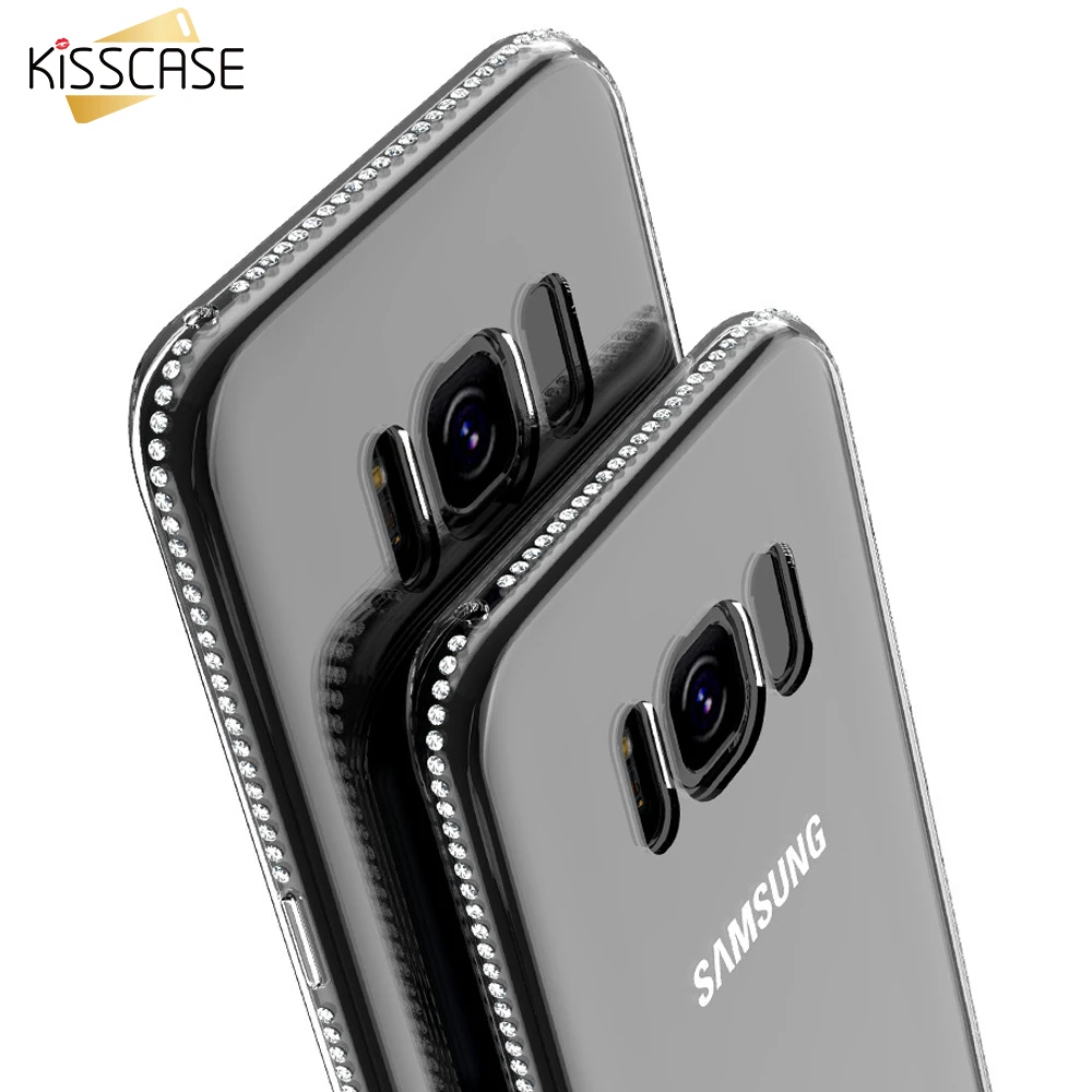 KISSCASE блеск Bling Rhinestone Чехлы для samsung Galaxy S8 S9 плюс S7 S6 край чехол Примечание 9 A5 J5 A7 J3
