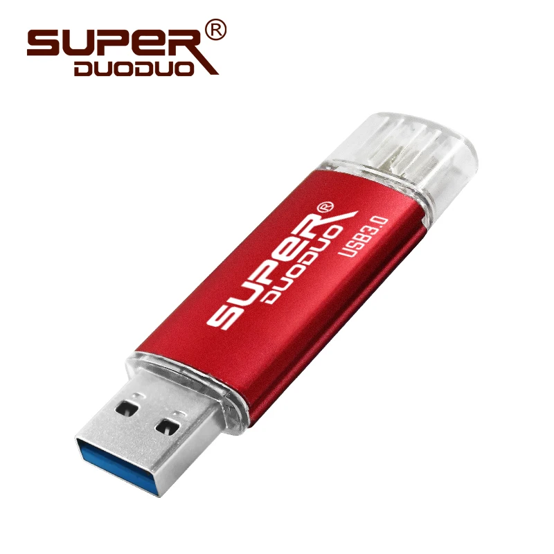 red Розничная посылка OTG USB флеш-накопитель usb 3,0 флеш-накопитель 16 ГБ 32 ГБ 64 Гб 128 ГБ флеш-накопитель для телефона/планшета/ПК высокоскоростная карта памяти - Цвет: red