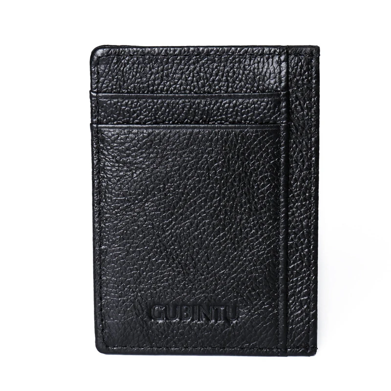 GUBINTU Solid Male Bank Credit Card Wallet Men Soft Card Package Real Cow Leather Coin Pocket Short Purse Slim Cards Cover Case images - 6