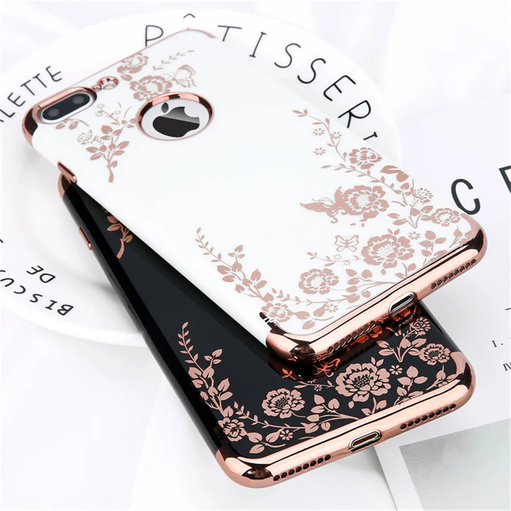 Ottwn чехол для iPhone X, 7, 8, 6, 6s Plus, модное покрытие, розовое золото, черный, белый, жесткий чехол для телефона, задняя крышка для iPhone X, XR, Xs Max
