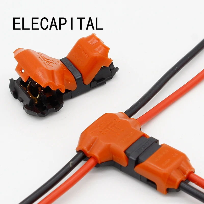 5 шт. 2 Pin 2 Way dc/ac 300 В 10a Универсальный Компактный проводной разъем Т-образный проводник клеммный блок с рычагом AWG 18-24