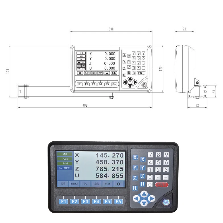 4 осевое ЖК цифровое считывание Dro с датчиком положения функций RPM|Счетчики| |