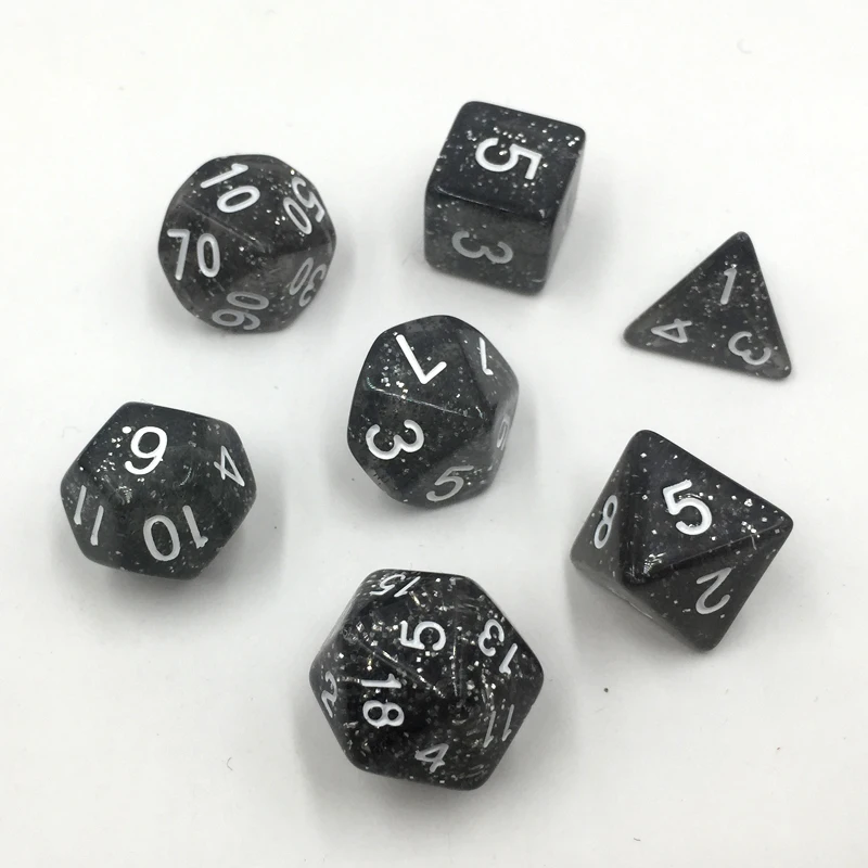 Rollooo Glitter Rpg dice D4 D6 D8 D10 D% D12 and D20 7Pcs/Set | Спорт и развлечения