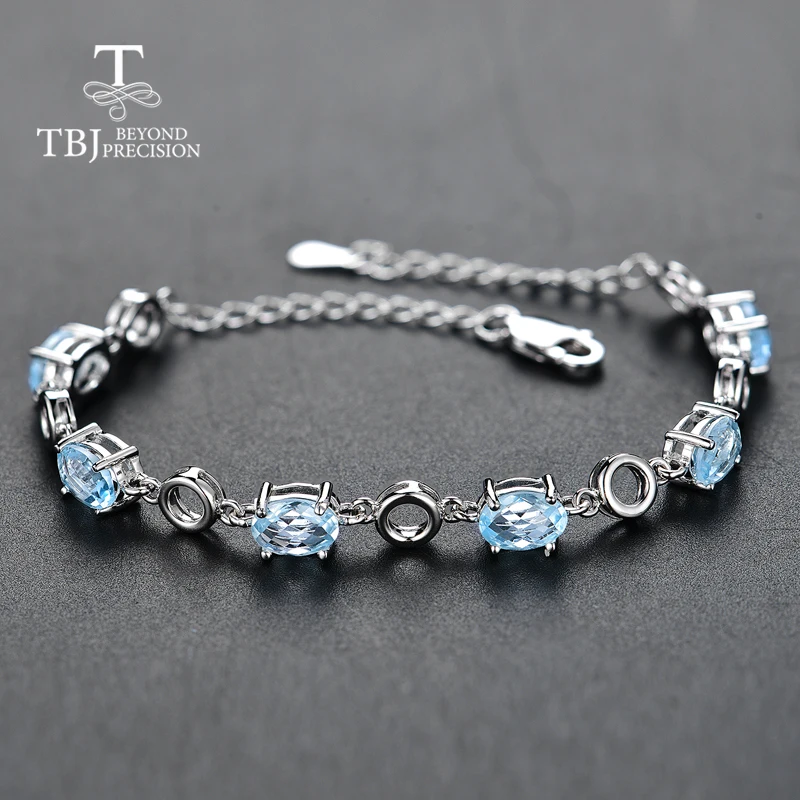 Женский браслет с голубым топазом TBJ Ювелирное Украшение натуральными