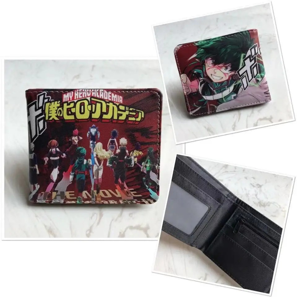 

Japanese Animation Short Wallet Students Fashion Simple Wallets Anime My Hero Academir Purse Men Wallet with Zipper Coin Pocket
