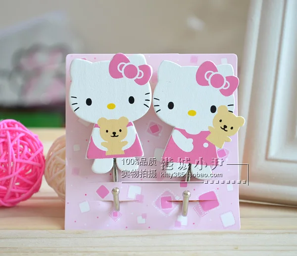 Kawaii Kitty Cat деревянный крючок настенный шкаф вешалка для дома. Дверные Крючки для кухни и ванной Органайзер для сумок одежды - Цвет: as pic
