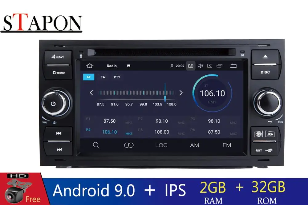STAPON 2din Android 9 0 четырехъядерный процессор для Ford Transit/старый фокус 2 Гб ram