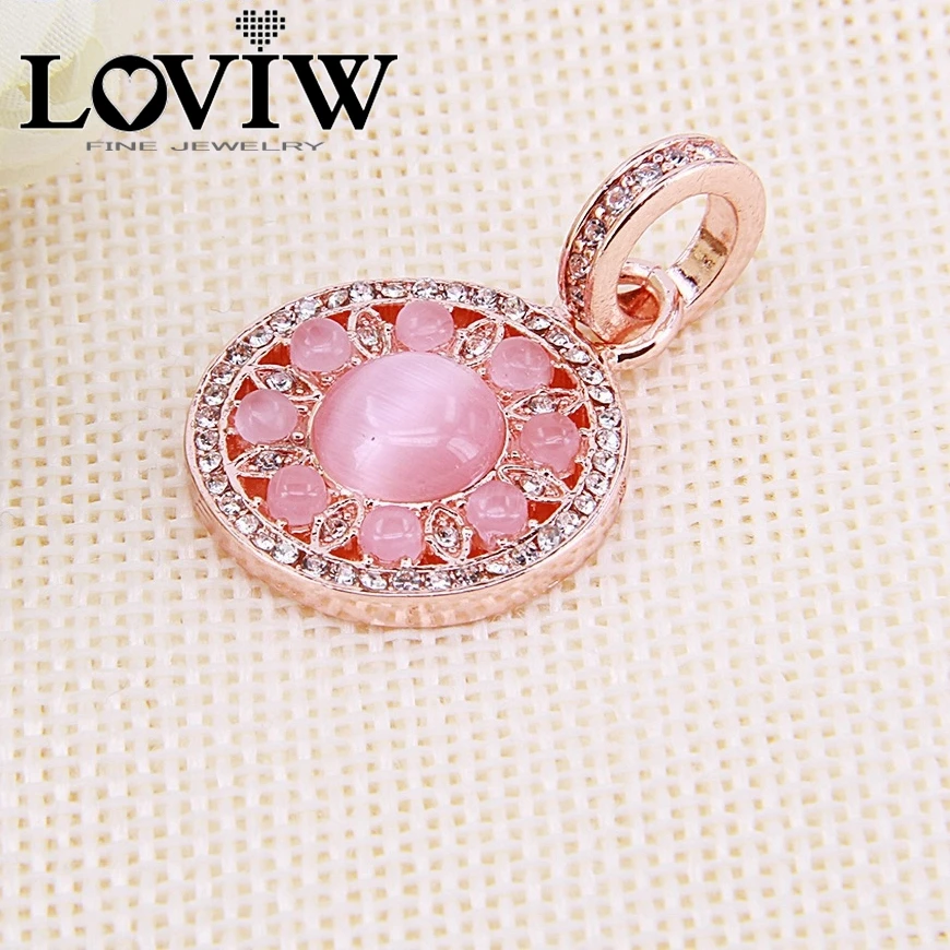 Роза кварц орнамент кулон подходит ожерелья Высокое качество розовый золотой