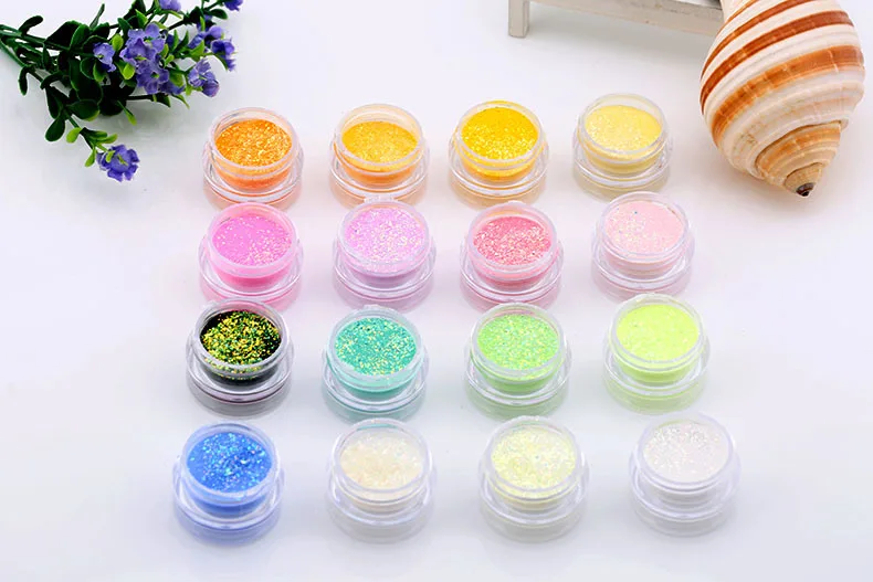 16 цветов акриловая пудра УФ гель дизайн 3D наконечники украшение маникюр Нейл