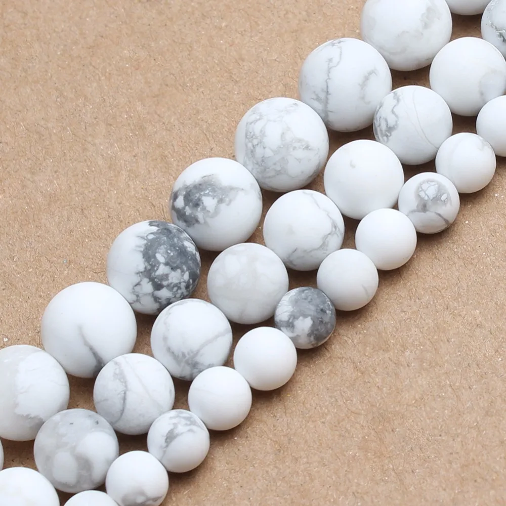 Натуральный камень Бусины dull Polish Matte белые бирюзой howlite Круглые бусины для изготовления ювелирных изделий 4/6/8/10 мм браслет из бисера