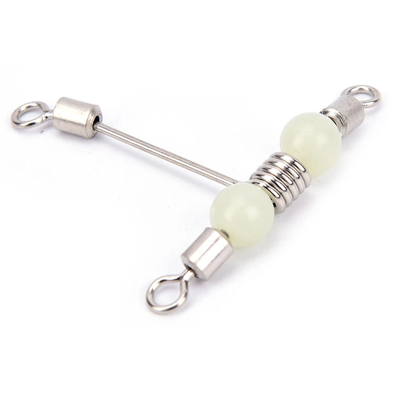 Мини рыболовный 3 ходовой поворотный Т образный крест со светящимися бусинами