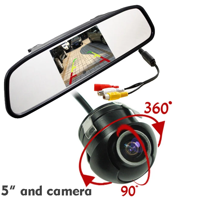 Камера заднего вида CCD HD с поворотом на 360 градусов + Автомобильное Зеркало