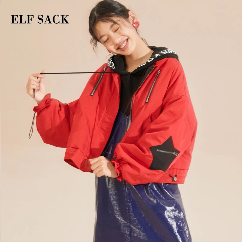 ELFSACK зима осень новые теплые женские пальто повседневные плотные куртки с