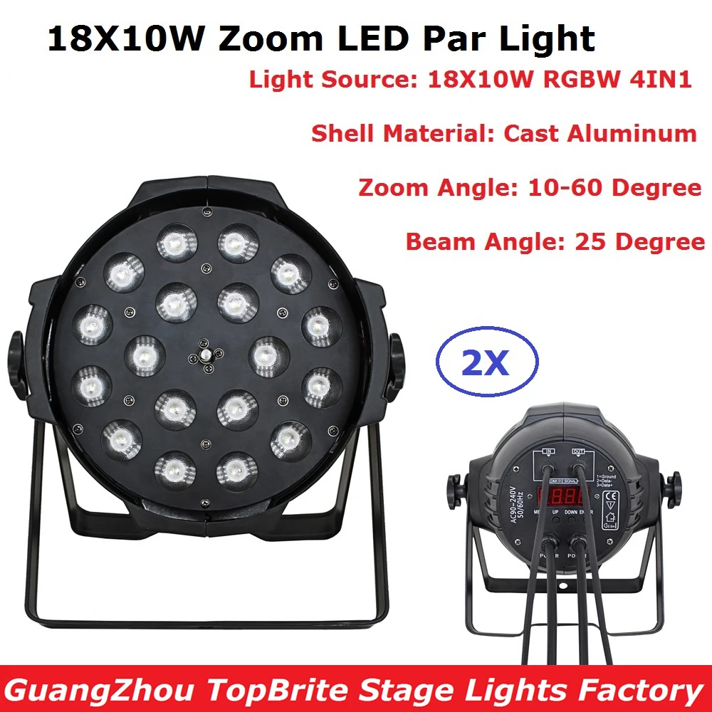 

2 шт. новейший 18X10W RGBW 4IN1 Led Par свет DMX сценические огни бизнес-огни профессиональные плоские Par огни 10-60 градусов угол масштабирования