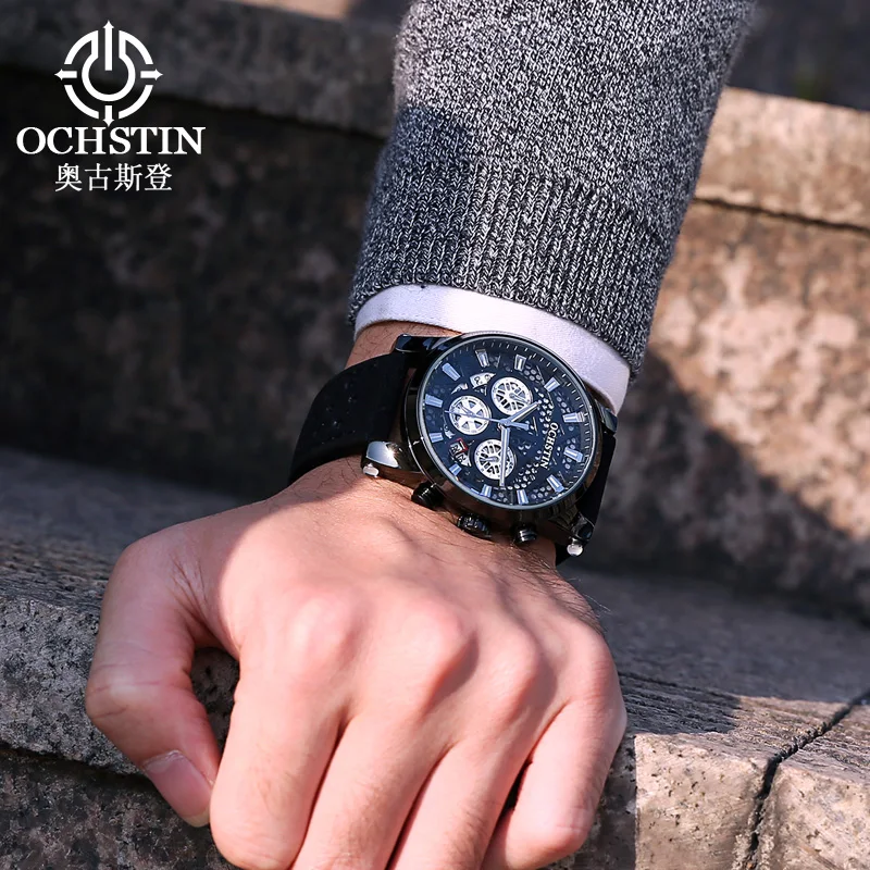Мужские часы OCHSTIN 2017 модные спортивные мужские с хронографом Топ Бренд роскошные