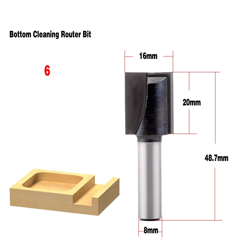 8MM X 16MM 8 мм очистка нижней очистки Гравировальный Бит твердосплавный прямой/Dado маршрутизатор бит Деревообрабатывающие инструменты ЧПУ фреза Концевая фреза - Длина режущей кромки: 8MM X 16MM