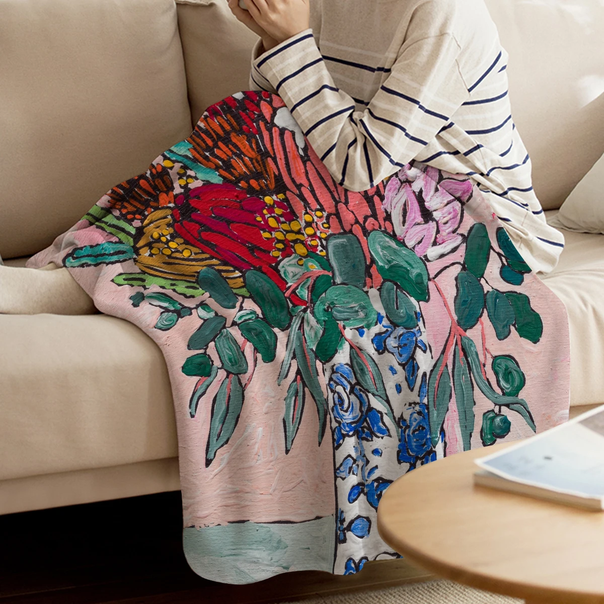 Australian Native Bouquet of Flowers after Matisse Throw Blanket Warm Microfiber Flannel For Bedroom | Дом и сад
