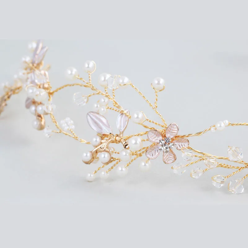 Женская повязка на голову с жемчугом и кристаллами | Украшения аксессуары