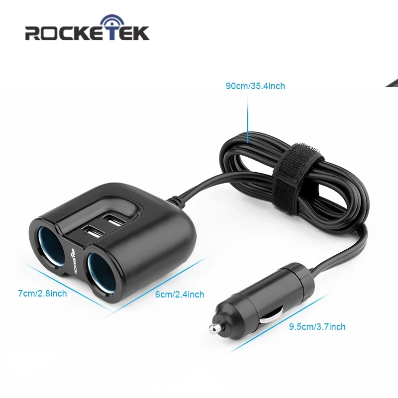 Автомобильное зарядное устройство Rocketek multi usb smart IC 2 USB 3A 2 гнезда прикуривателя аксессуары для Xiaomi LG Автомобильное зарядное устройство