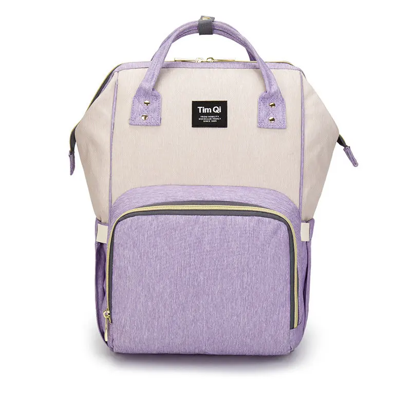 purple with gray Брендовая Водонепроницаемая дорожная сумка для подгузников, рюкзак, модная сумка для прогулки с ребенком, многофункциональная Большая вместительная сумка - Цвет: purple with gray