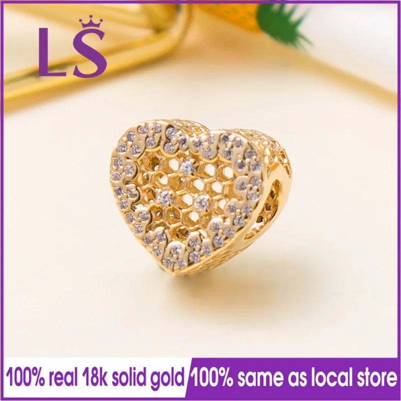 LS 2018 новые весенние 100% настоящие золотые сотовые кружевные шармы подходят для