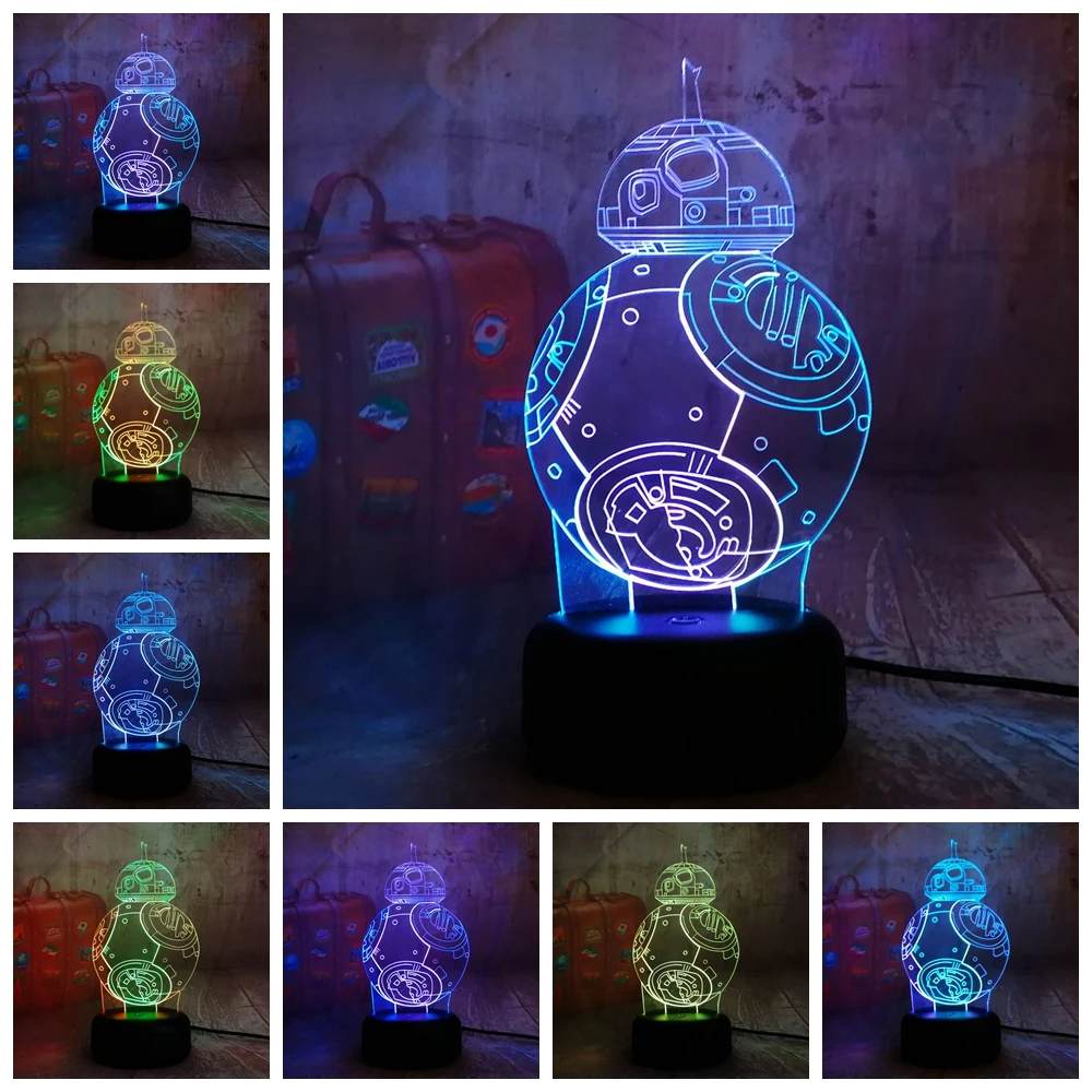 Новинка Звездные войны BB 8 3D LED RGB смешанный двойной цвет ночник светильник
