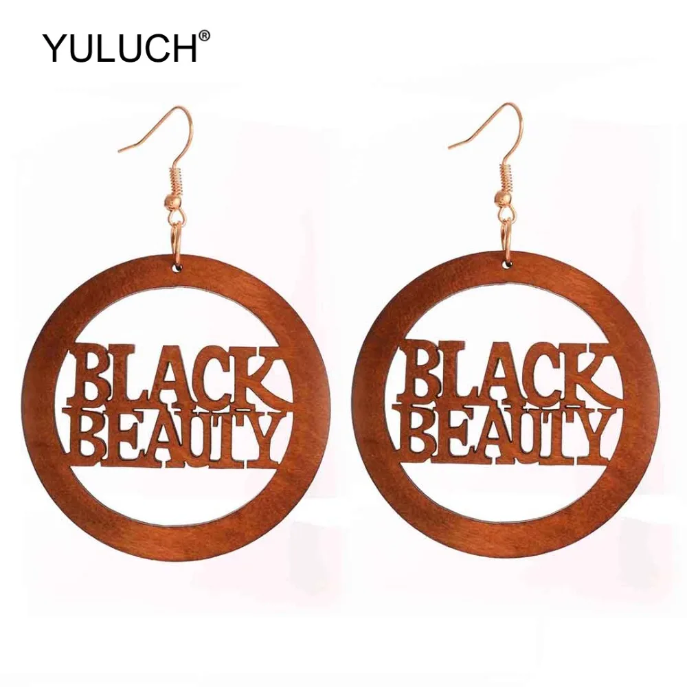 YULUCH 2019 этнические большие круглые деревянные полые буквы черные Красивые