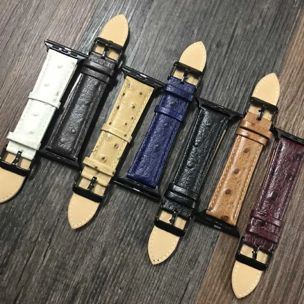 

Classic Ostrich Pattern Strap for iWatch Series 6/5/4/3/2/SE Men/Women Leather Bracelet for Apple Watch Band 38mm 42mm 40mm 44mm