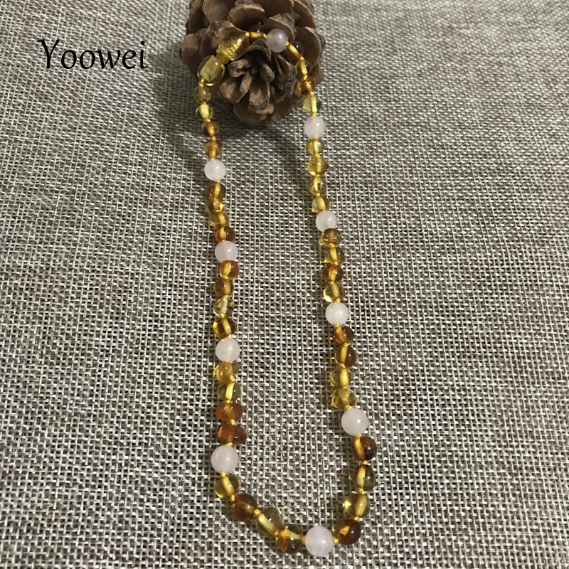 Yoowei Янтарное ожерелье для прорезывания зубов малышей оригинальные бусины