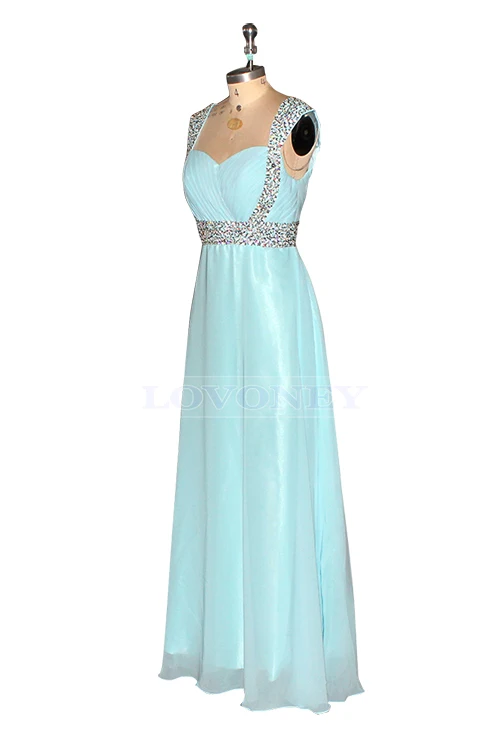 Light Blue Color 22 DEERVEADO, дизайн, ТРАПЕЦИЕВИДНОЕ, милое, шифоновое, с бисером, длина до пола, длинное вечернее платье, официальные платья, vestido de festa S321 - Цвет: Light Blue Color 22