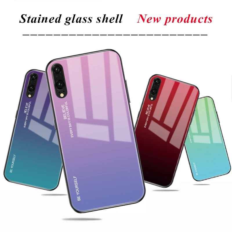 Градиент Авроры для huawei P20 Pro CLT L29 P20Pro закаленное Стекло задняя P 20 Pro CLT-L29 CLT-L09 Красочные роскошный чехол Shell