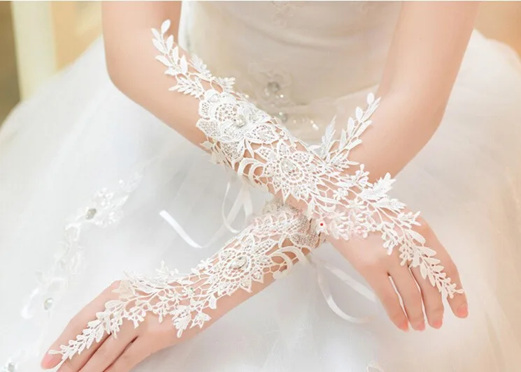 Elegant Women Lace wedding Gloves Fingeless Elbow Long Bridal Fingerless Wedding Accessories 2019 | Свадьбы и торжества