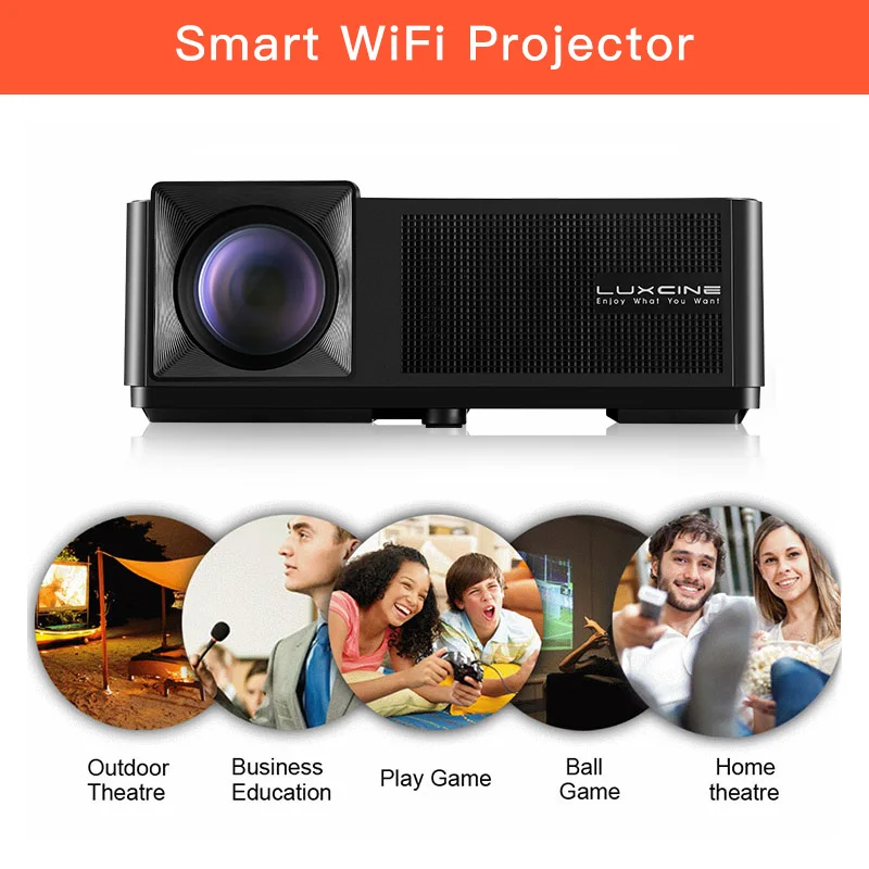 LUXCINE 2018 Новое поступление яркий умный WiFi светодиодный ЖК проектор для музыки