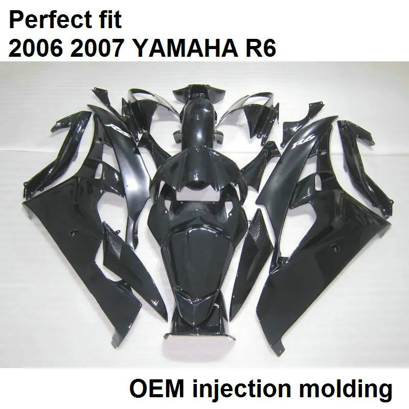 Обтекатель кузова мотоцикла комплект для YAMAHA YZF R6 2006 2007 черный Обтекатели 06 07 HZ15|kit