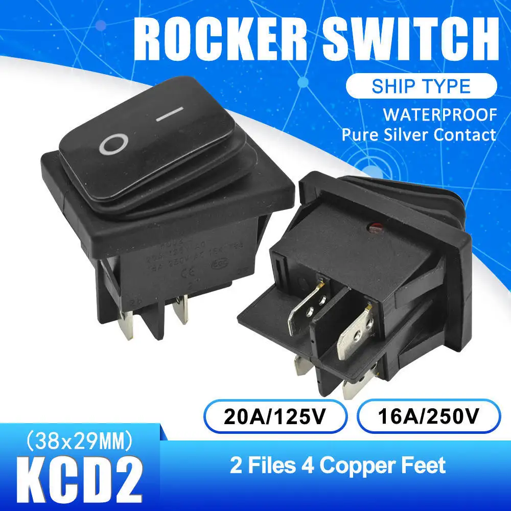 ON-OFF 4 PIN KCD2 водонепроницаемый кулисный переключатель ВКЛ-ВЫКЛ-ВКЛ 4PIN 6PIN Кнопка лодка-образный водонепроницаемые переключатели со светом 15а 250 В - Цвет: ON-OFF 4 PIN