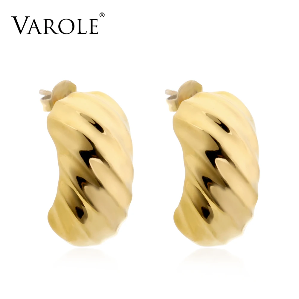 Gold Color Earrings VAROLE резьбовые серьги-кольца из нержавеющей стали золотой серебряный Цветной Круг Висячие серьги для женщин серьги ювелирные изделия Brincos - Окраска металла: Gold Color Earrings