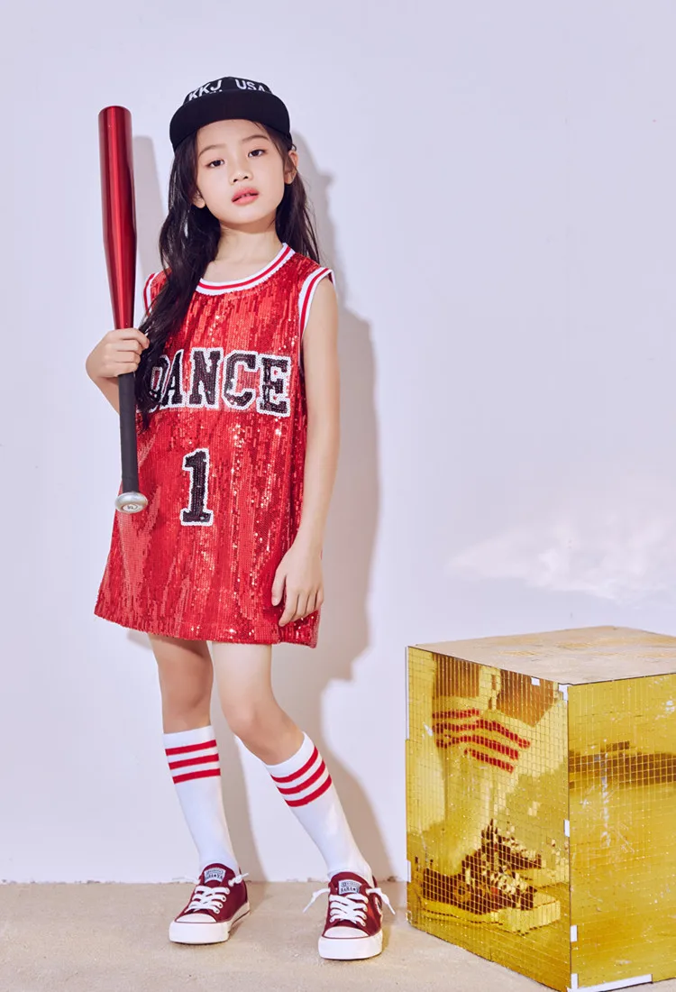 New Children's Jazz Dance Modern Costumes Girls Sequins Hip Hop Embroidery Vest Street Performance |