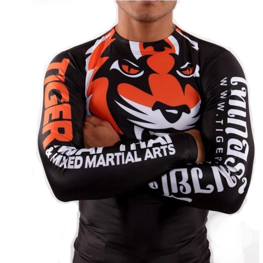 2017 дышащая мужская одежда mma облегающая с длинными рукавами стрейчевая