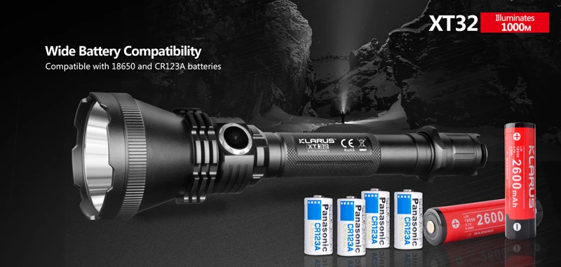 KLARUS XT32 CREE XP-L HI V3 светодиодный фонарь 1200 люменов тактический охотничий прожектор с 1000 метровым ультра дальним диапазоном