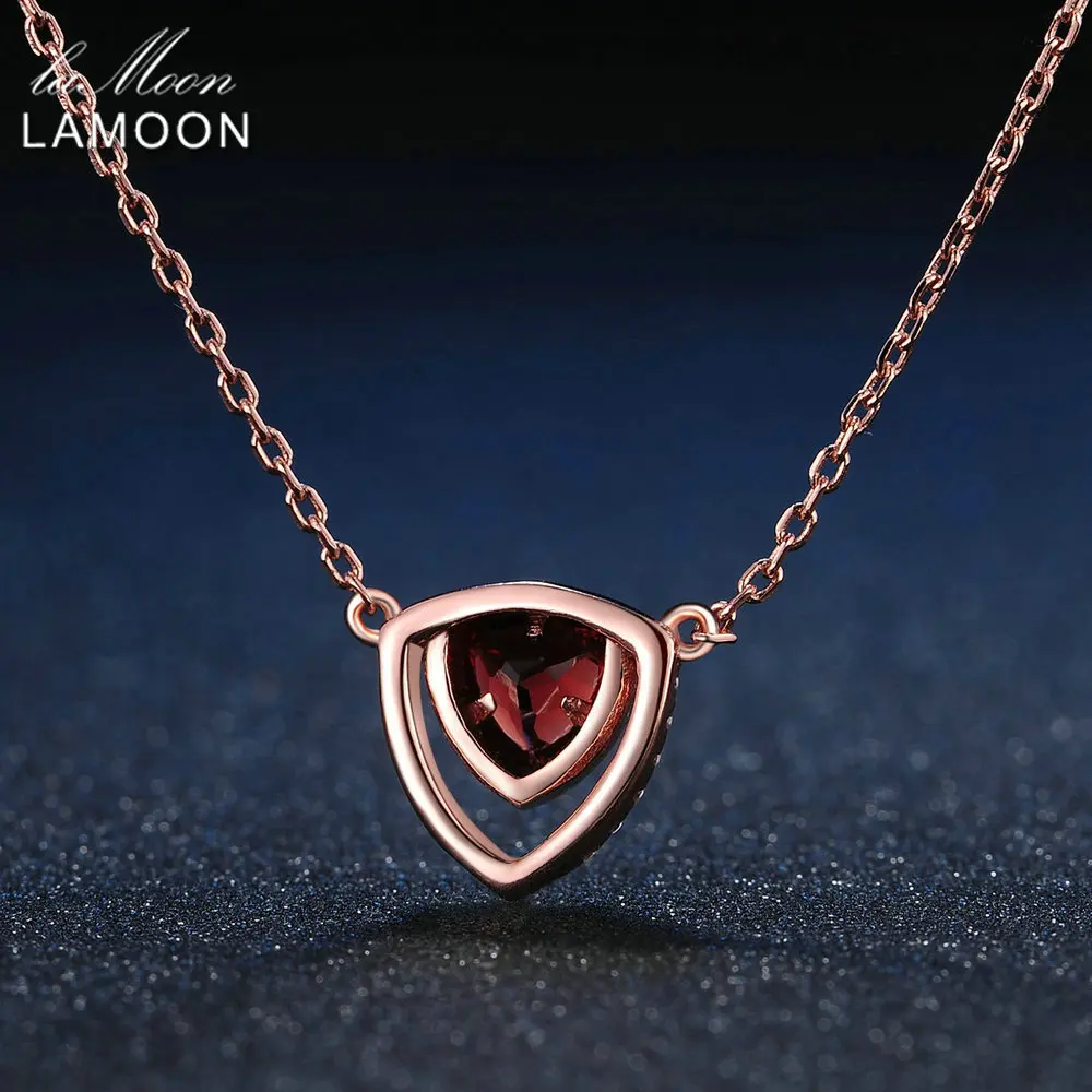 Ламон треугольник 5 мм 0.5ct натуральный красный гранат 925 пробы серебро Ювелирная подвеска с цепочкой ожерелье S925 LMNI014