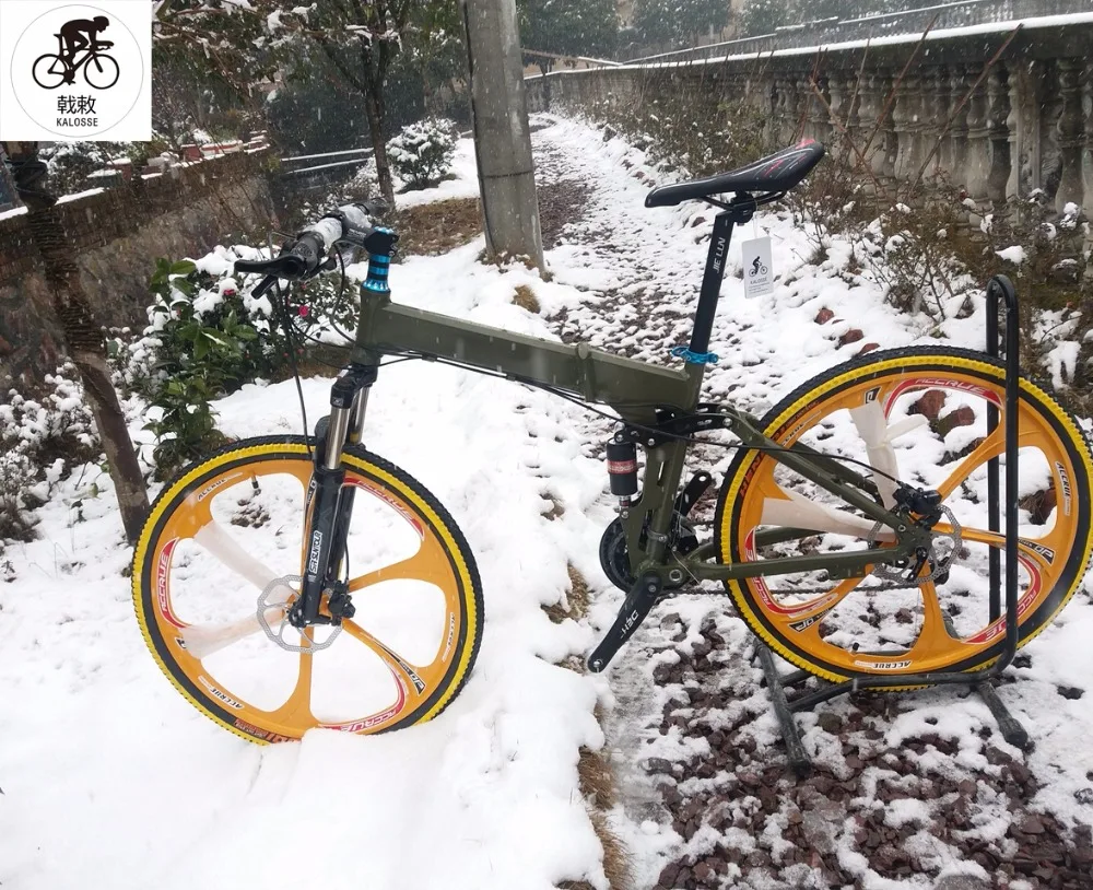 Kalosse Hydraulic brakes Soft-tail mountain bicycle Foldable bike Folding 26er 24/27/30 speed | Спорт и развлечения