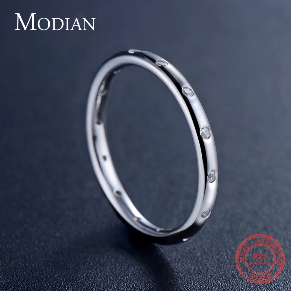 Modian 100% Настоящее Стерлинговое Серебро 925 пробы штабелируемое кольцо прозрачный