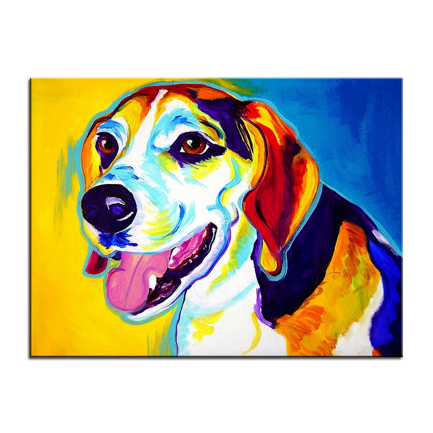 Большой размер картина маслом настенная живопись beagle lou домашнее декоративное