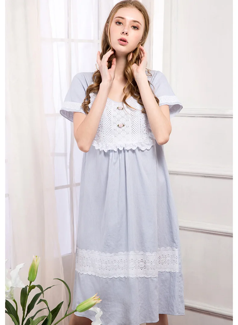 Модный синий хлопковый Кружевной Костюм для сна с глубоким треугольным вырезом