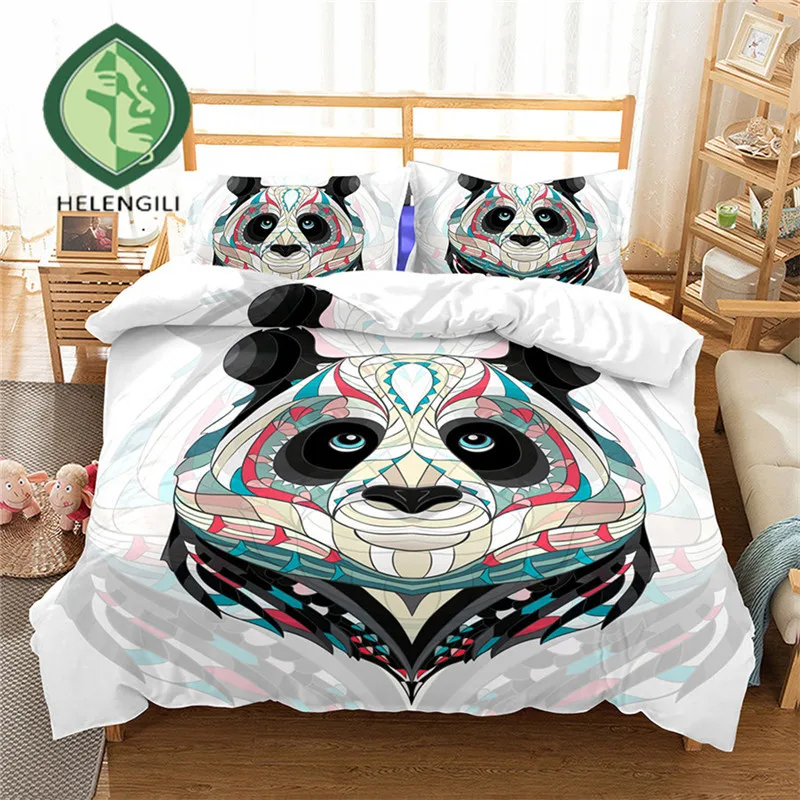 

HELENGILI 3D комплект постельного белья с принтом панды, набор пододеяльников, Реалистичная постельное белье с наволочкой, набор домашнего текст...