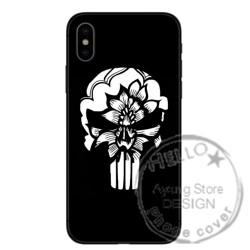 Чехол Marvel Game The Punisher черный матовый Мягкий силиконовый чехол из ТПУ для iPhone X 10 5 5S se