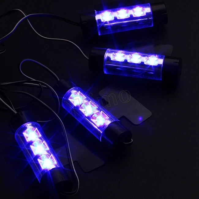 Светодиодсветодиодный лампа LEEPEE 4x3 12 В для салона автомобиля синяя атмосферная