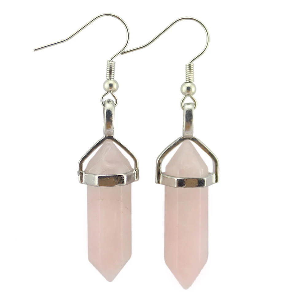 Серьги-подвески женские из натурального кварца с бусинами | Украшения и